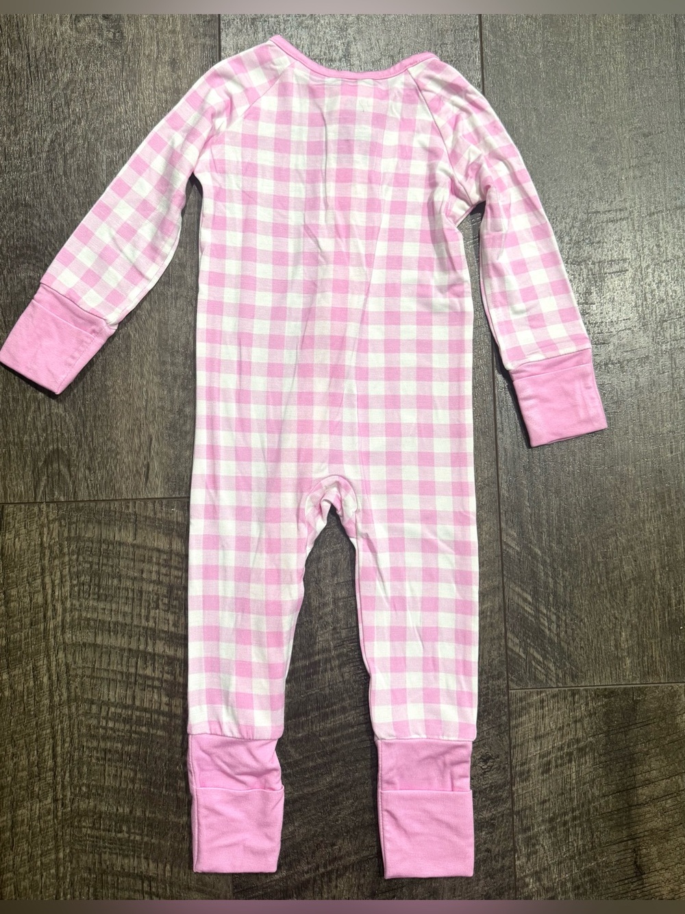 Bamboo Zipper Sleeper Pink and White Gingham Check Print size 6-12 m - Picture 3 of 3